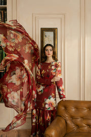 Feathers Dewdrop Unstitched Digital Printed Lawn 3Pc Suit MERON-FT458