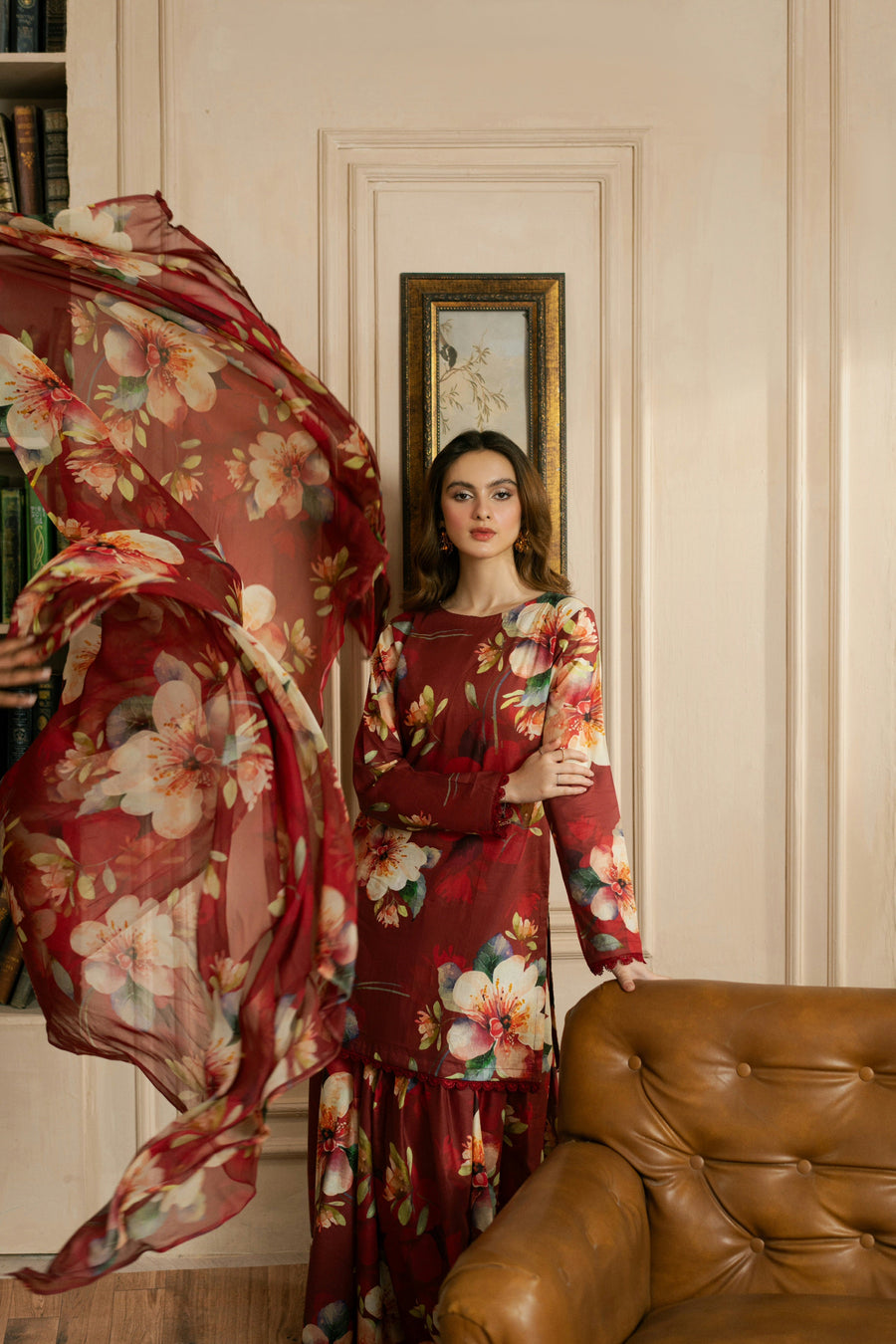 Feathers Dewdrop Unstitched Digital Printed Lawn 3Pc Suit MERON-FT458