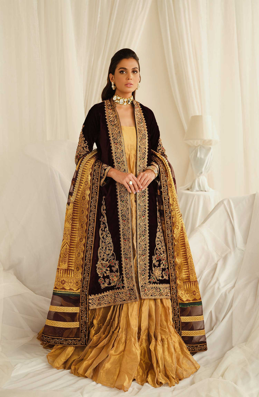 Maryum N Maria Embroidered Velvet Unstitched 3Pc Suit MFG-0024