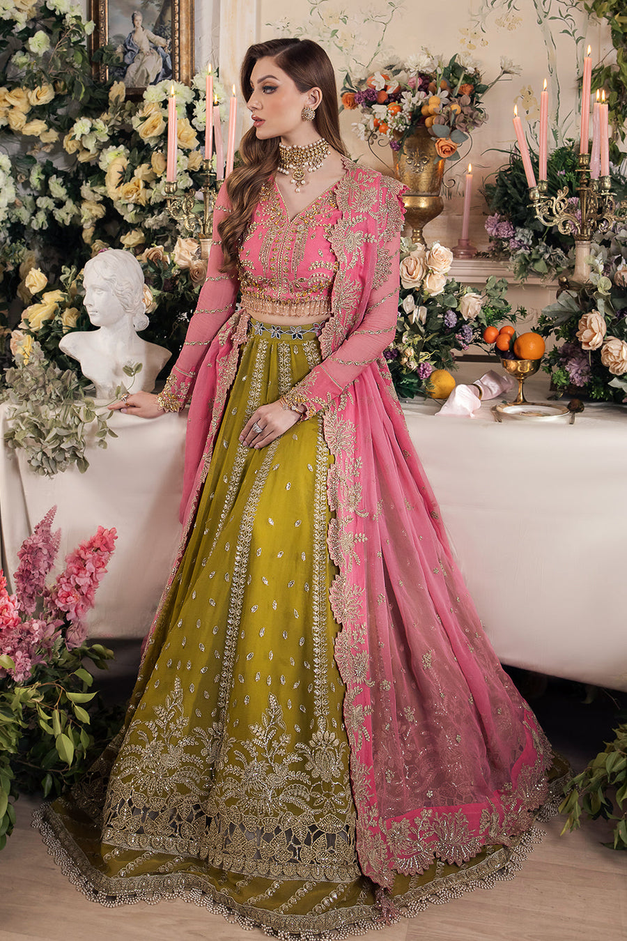 Saad Shaikh Panache Luxury Chiffon Unstitched 3Pc Suit - Taskheer