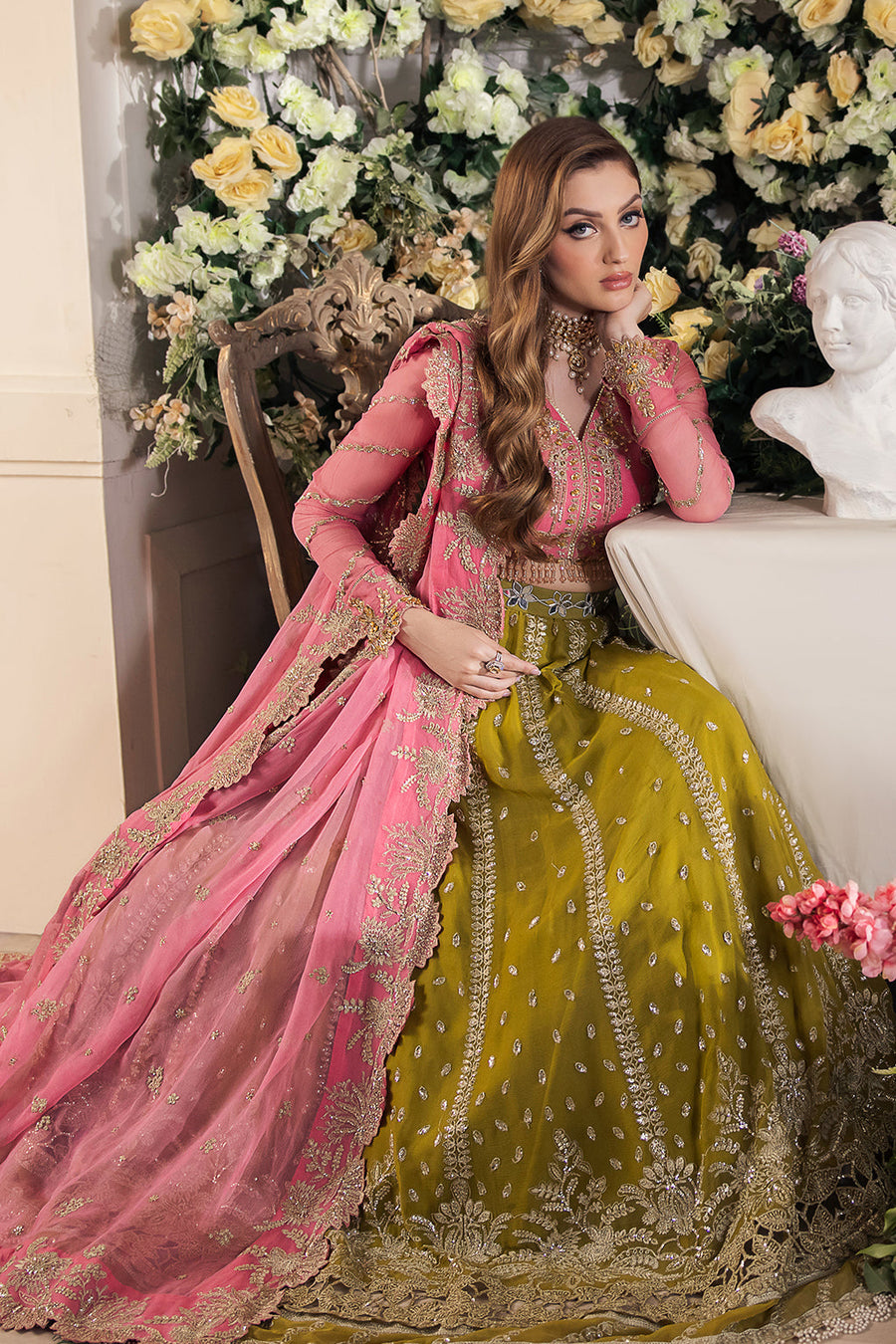 Saad Shaikh Panache Luxury Chiffon Unstitched 3Pc Suit - Taskheer