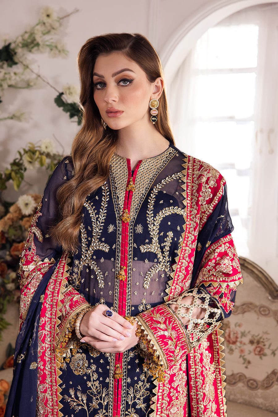 Saad Shaikh Panache Luxury Chiffon Unstitched 3Pc Suit - Zofiya
