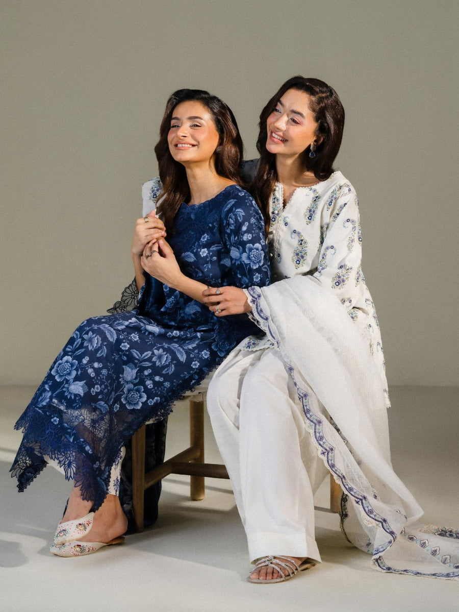Faiza Faisal FNF Prints Unstitched Embroidered Lawn 3Pc Suit - MIDNIGHT MEADOW