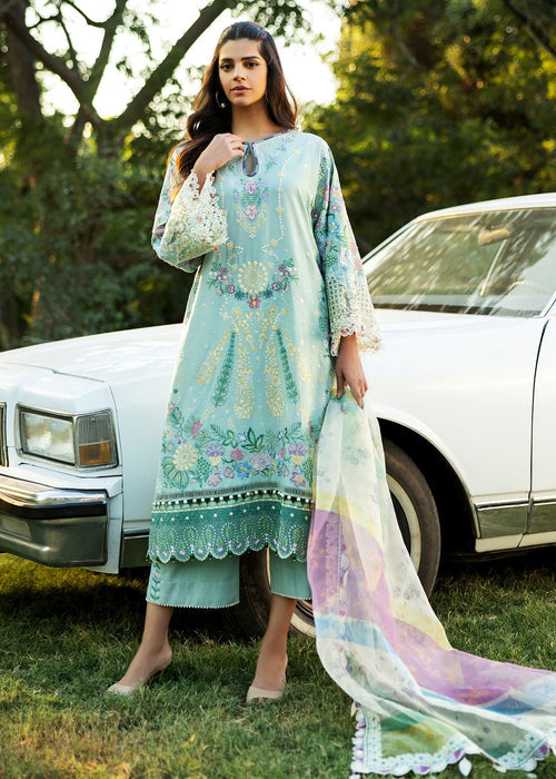 Sadaf Fawad Khan Siraa Embroidered Lawn Unstitched 3Pc Suit D03-A MID SUMMER EVENING