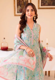 Faiza Faisal FNF Prints Unstitched Lawn 3Pc Suit - MINT DAISY