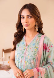 Faiza Faisal FNF Prints Unstitched Lawn 3Pc Suit - MINT DAISY