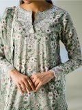 Faiza Faisal FNF Prints Unstitched Embroidered Lawn 3Pc Suit - MINT MUSE