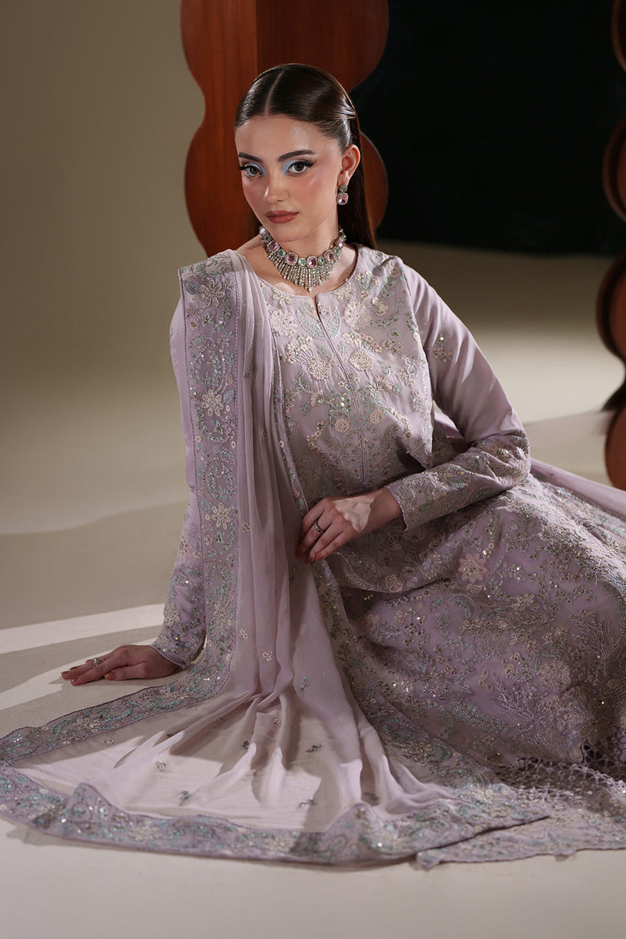 Emaan Adeel Nouvelle Embroidered Chiffon Unstitched 3Pc Suit - MIRA