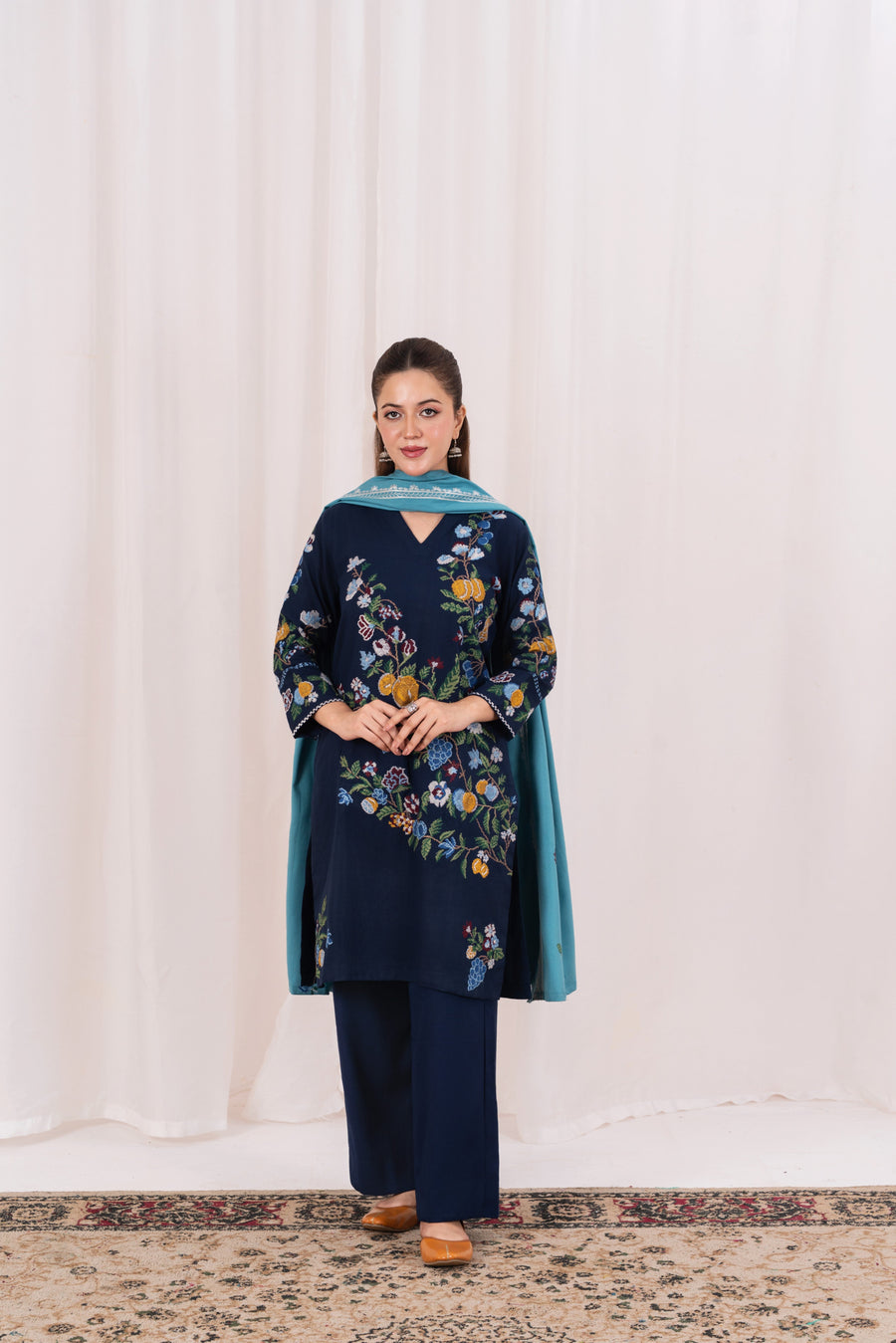 Feathers Fully Embroidered Dhanak Unstitched 3Pc Suit MIREVE-FT557