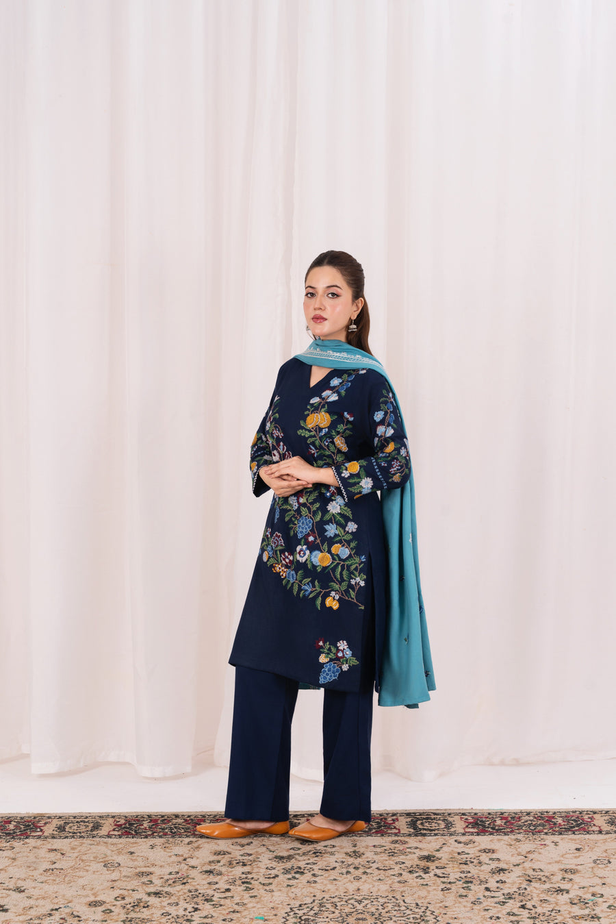 Feathers Fully Embroidered Dhanak Unstitched 3Pc Suit MIREVE-FT557