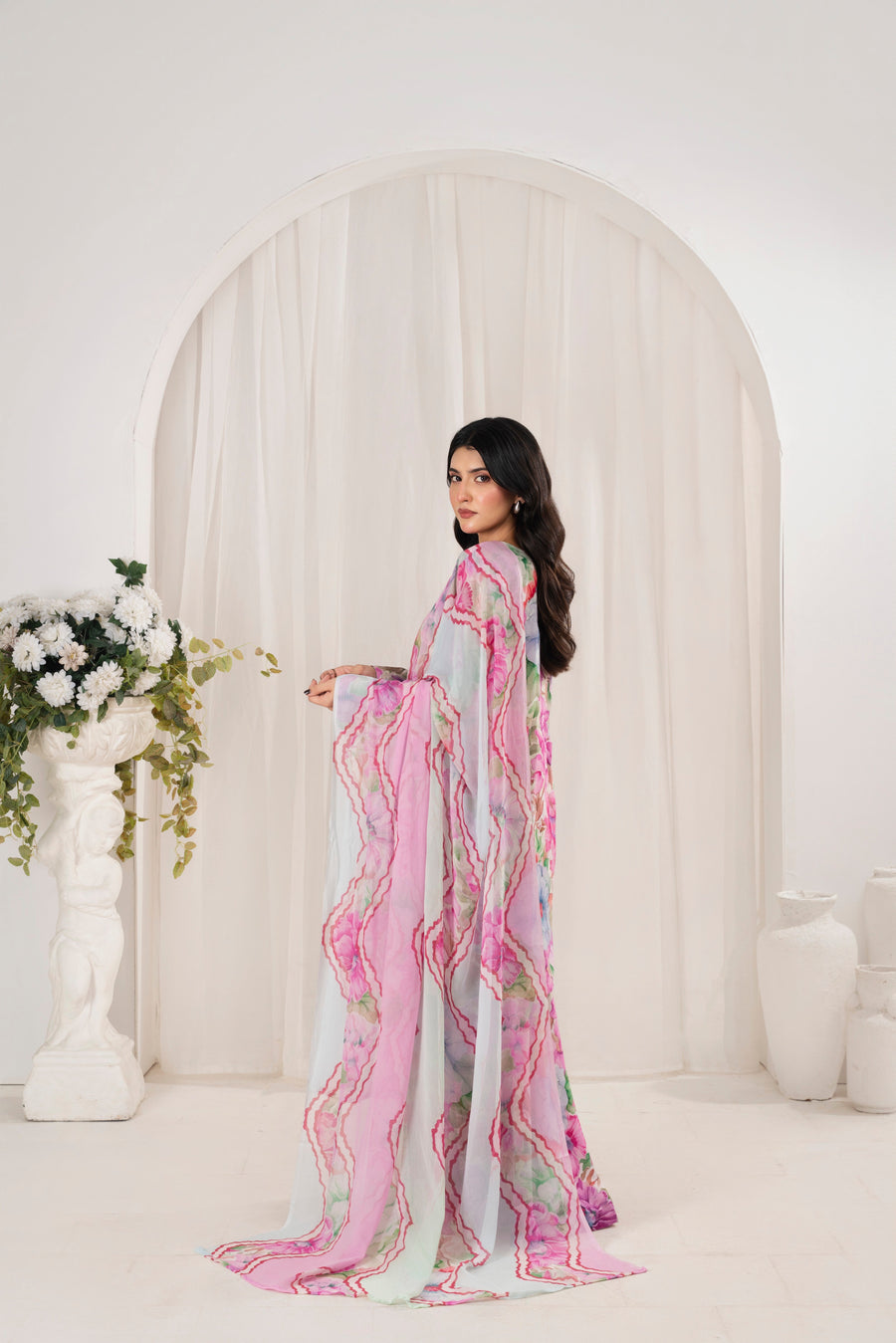 Feathers Frilly Flowers Unstitched Digital Printed Lawn 3Pc Suit MIRZELLA-FT708