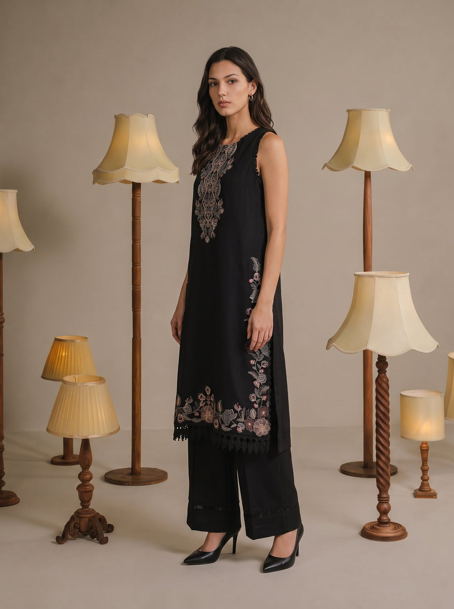 Viana by Sanam Saeed Embroidered Karandi Unstitched 3Pc Suit - MIST