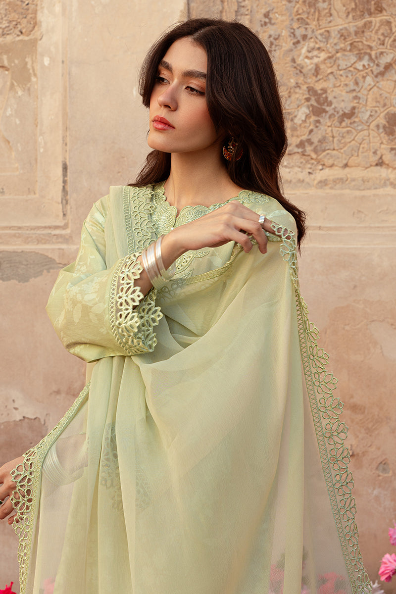 Cross Stitch Premium Embroidered Lawn Unstitched 3Pc Suit D-24 Misted Green