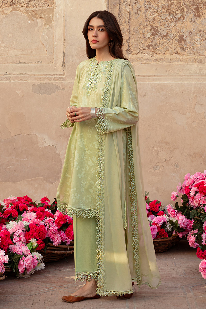 Cross Stitch Premium Embroidered Lawn Unstitched 3Pc Suit D-24 Misted Green