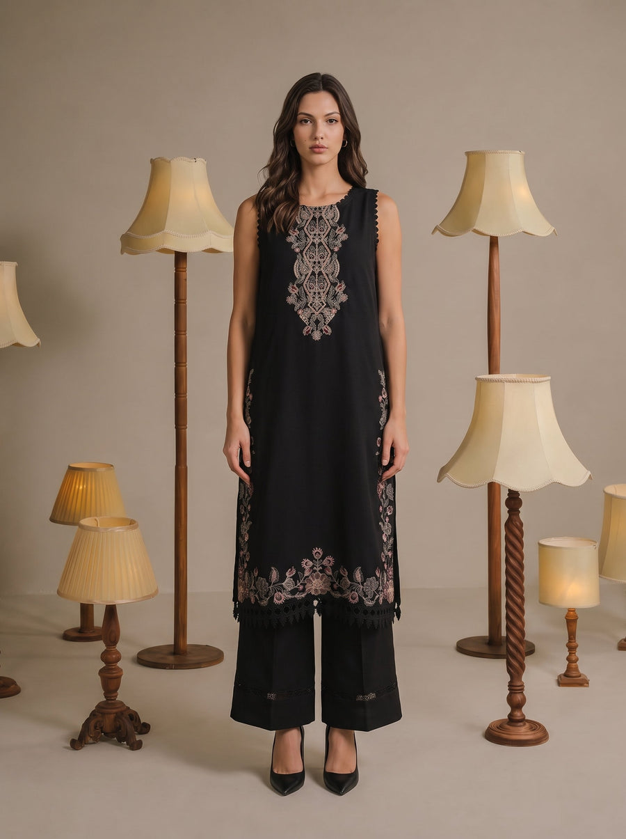 Viana by Sanam Saeed Embroidered Karandi Unstitched 3Pc Suit - MIST