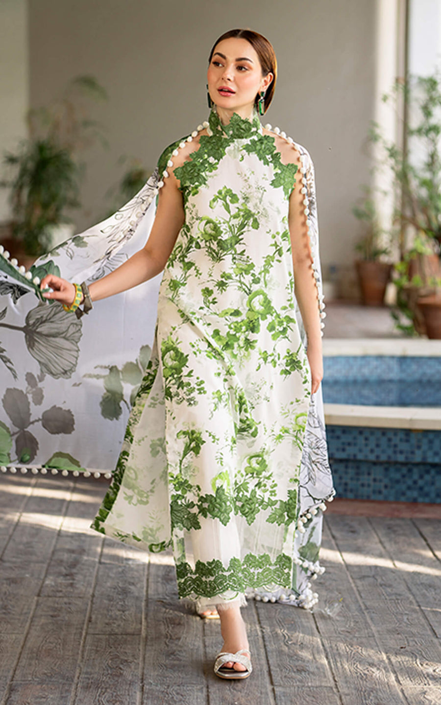 Meraki by Asifa & Nabeel Embroidered Lawn Unstitched 3Pc Suit MK-06 Sarsabz