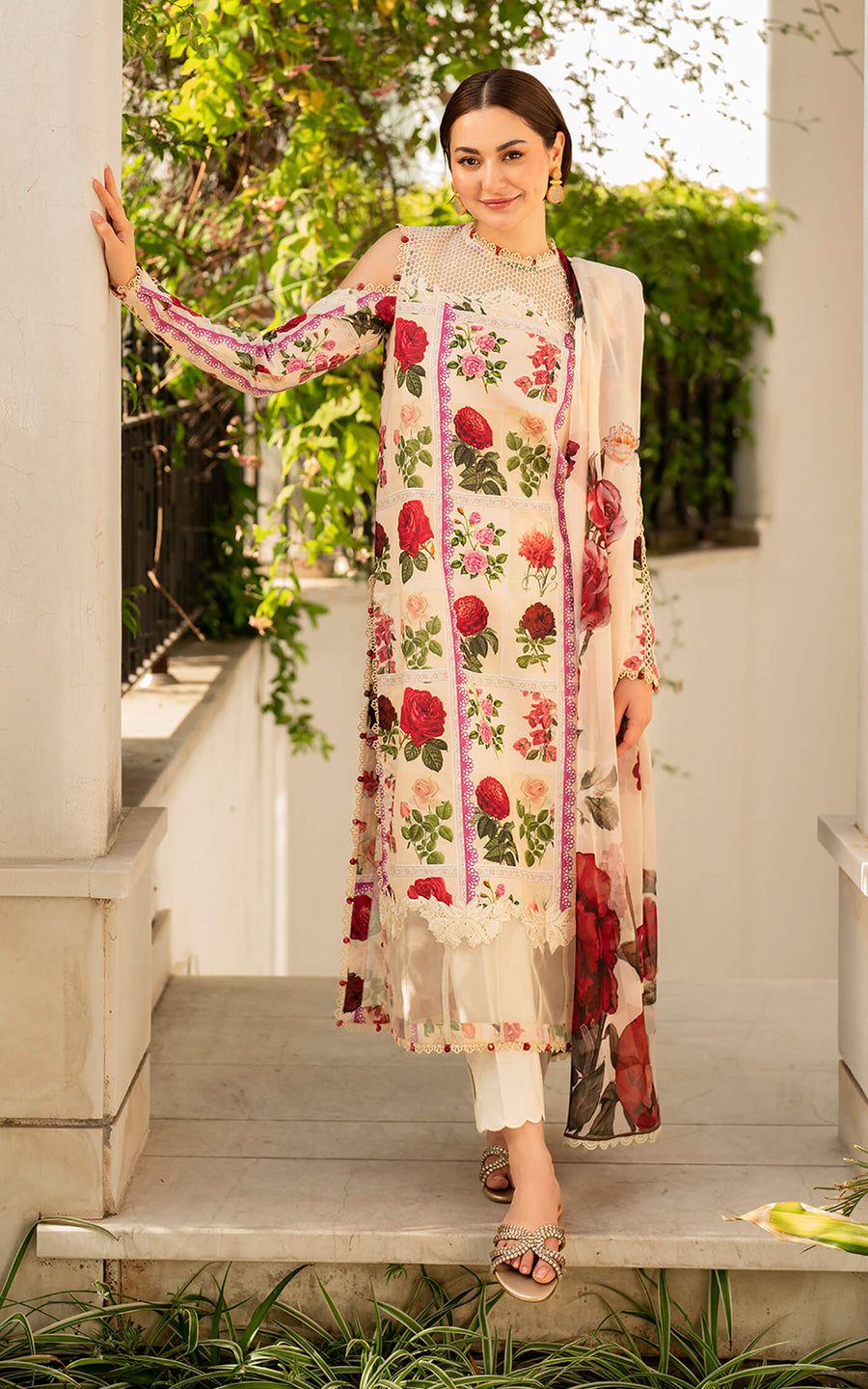 Meraki by Asifa & Nabeel Embroidered Lawn Unstitched 3Pc Suit MK-09 Gulabo