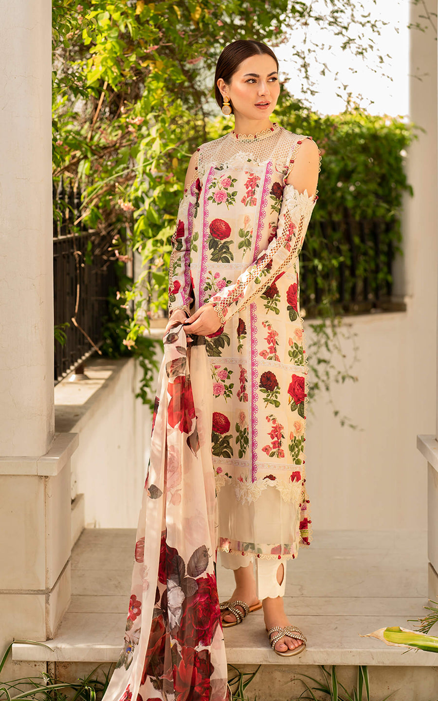 Meraki by Asifa & Nabeel Embroidered Lawn Unstitched 3Pc Suit MK-09 Gulabo