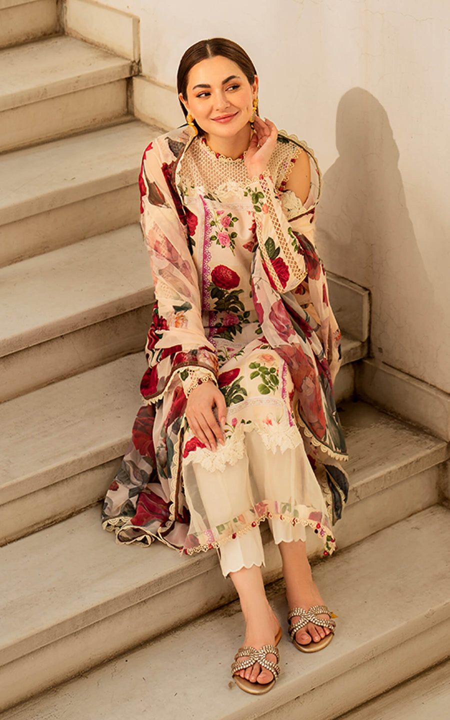 Meraki by Asifa & Nabeel Embroidered Lawn Unstitched 3Pc Suit MK-09 Gulabo