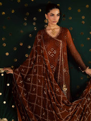 Nureh Mukeshkari Embroidered Mukesh Chiffon Unstitched 3Pc Suit MK-19