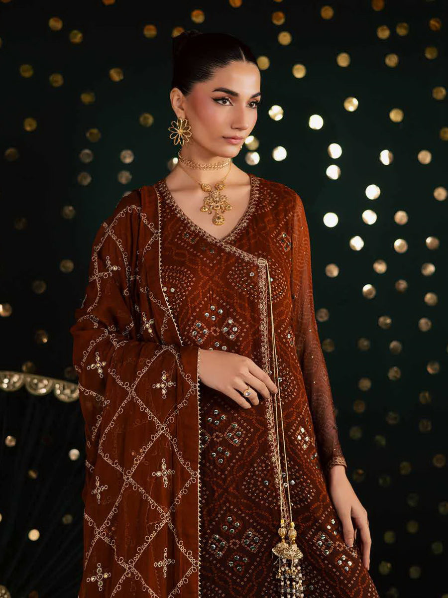 Nureh Mukeshkari Embroidered Mukesh Chiffon Unstitched 3Pc Suit MK-19