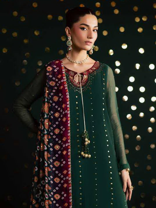 Nureh Mukeshkari Embroidered Mukesh Chiffon Unstitched 3Pc Suit MK-20