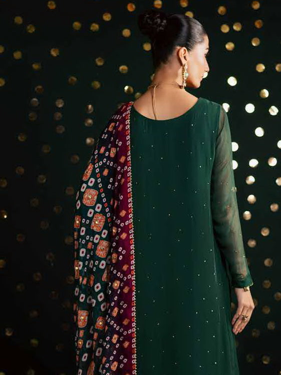 Nureh Mukeshkari Embroidered Mukesh Chiffon Unstitched 3Pc Suit MK-20
