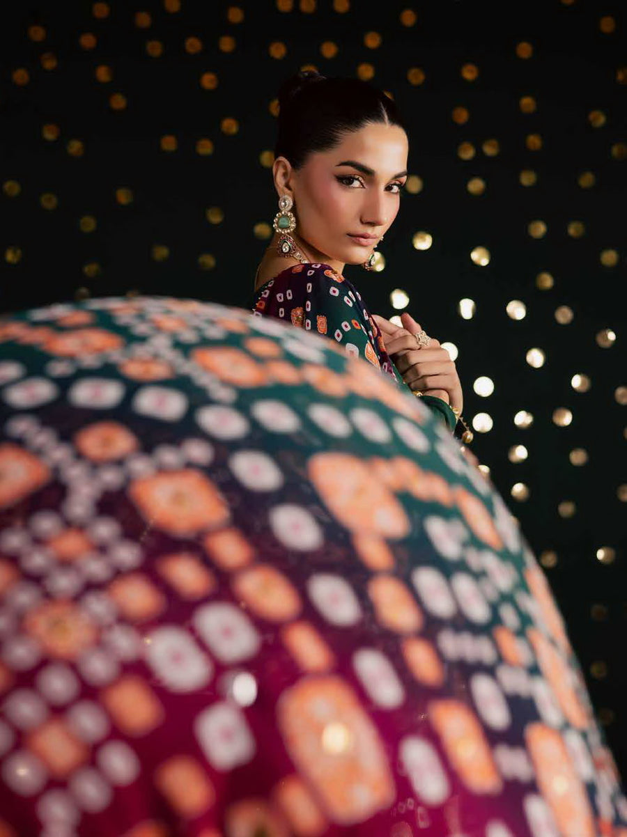 Nureh Mukeshkari Embroidered Mukesh Chiffon Unstitched 3Pc Suit MK-20