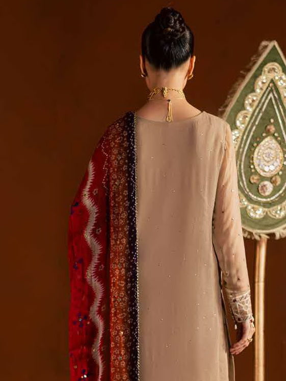 Nureh Mukeshkari Embroidered Mukesh Chiffon Unstitched 3Pc Suit MK-22