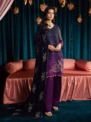 Nureh Mukeshkari Embroidered Mukesh Chiffon Unstitched 3Pc Suit MK-23