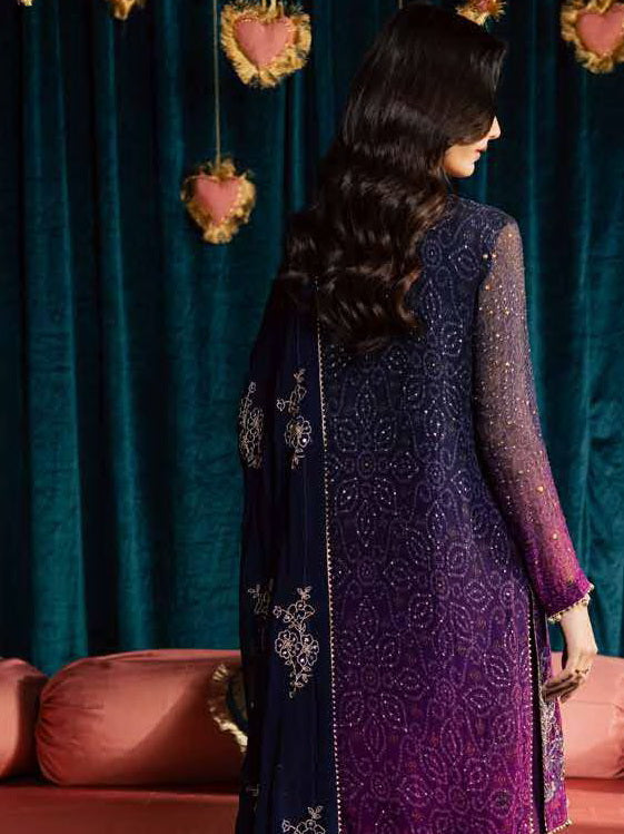 Nureh Mukeshkari Embroidered Mukesh Chiffon Unstitched 3Pc Suit MK-23