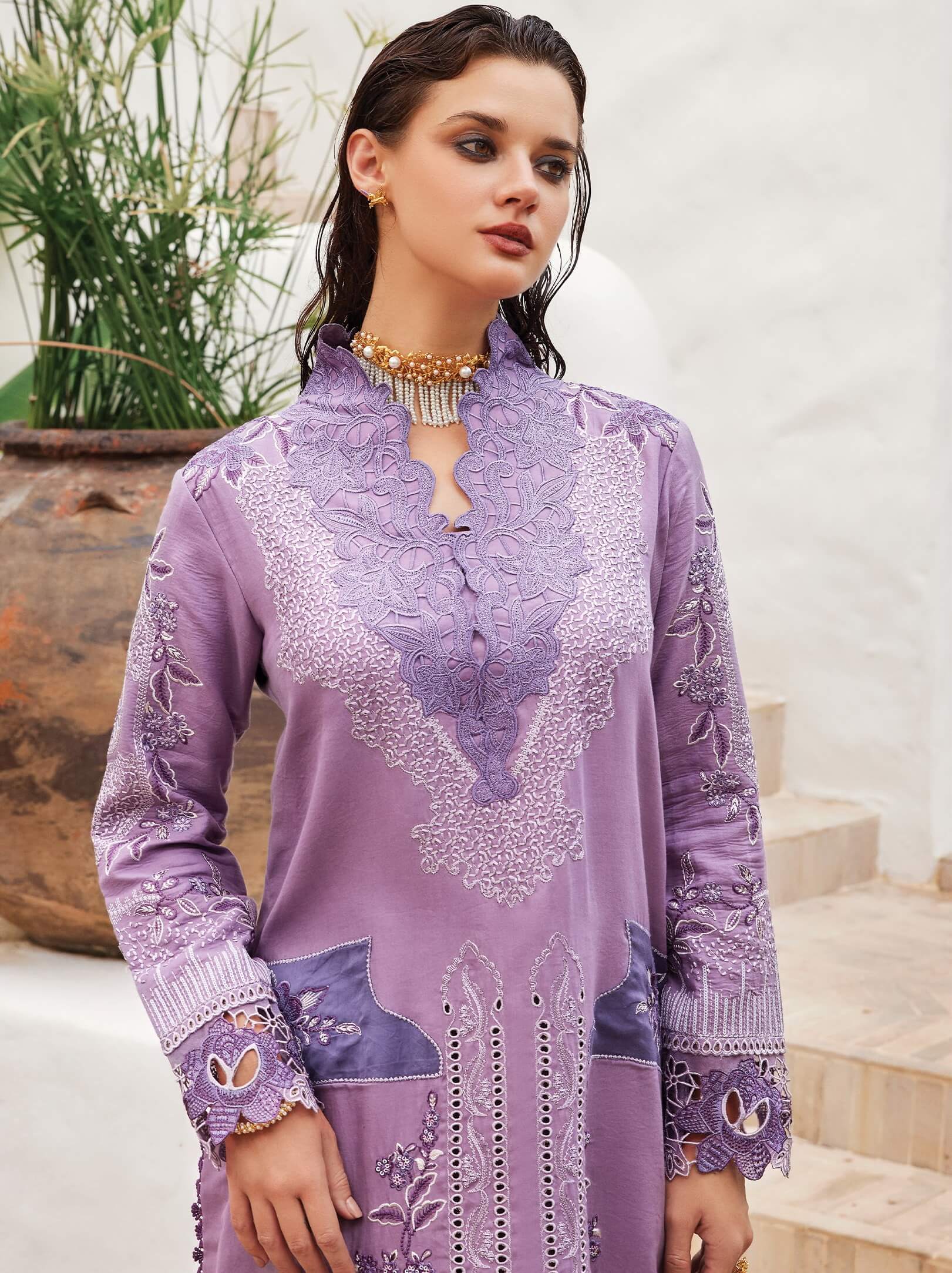 MUSHQ Moroccan Dream Unstitched Embroidered Sateen 3Pc Suit MNW-01