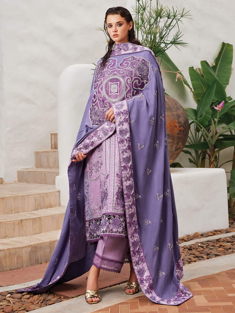 MUSHQ Moroccan Dream Unstitched Embroidered Sateen 3Pc Suit MNW-01