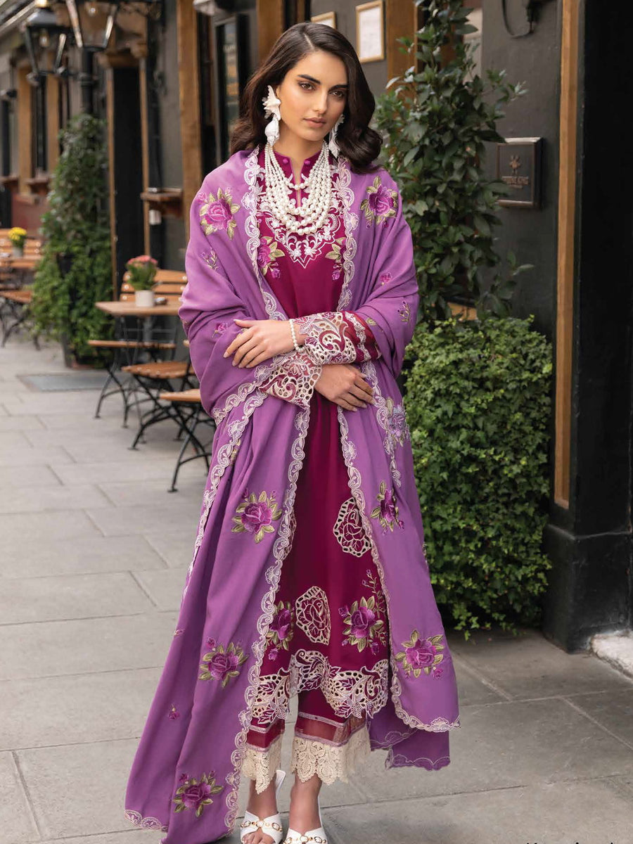 MUSHQ Broadway Unstitched Embroidered Linen 3Pc Suit MNM-02