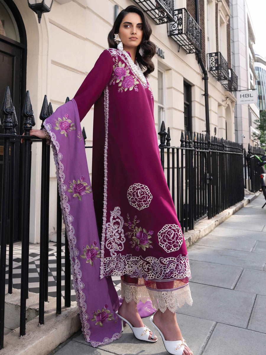 MUSHQ Broadway Unstitched Embroidered Linen 3Pc Suit MNM-02