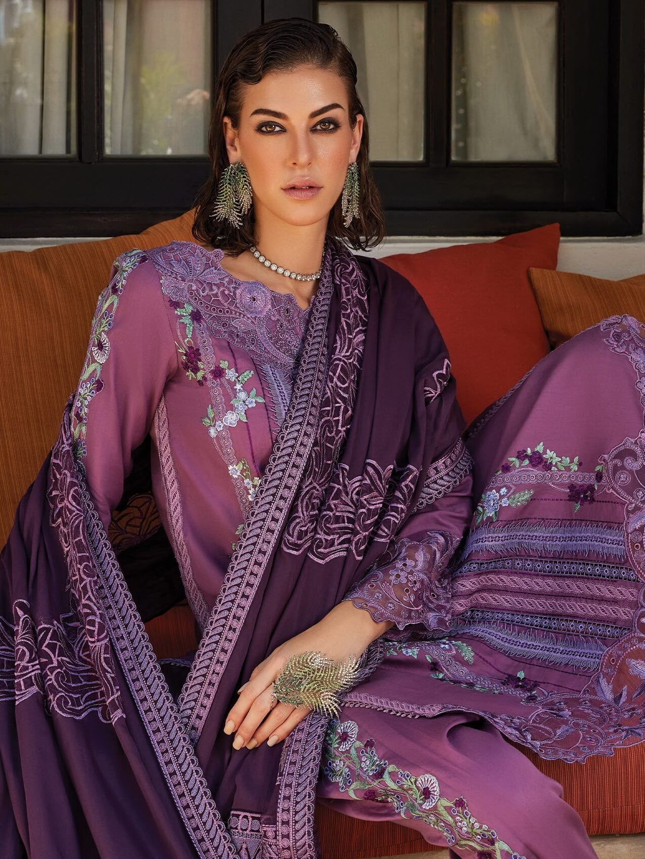 MUSHQ Moroccan Dream Unstitched Embroidered Sateen 3Pc Suit MNW-03
