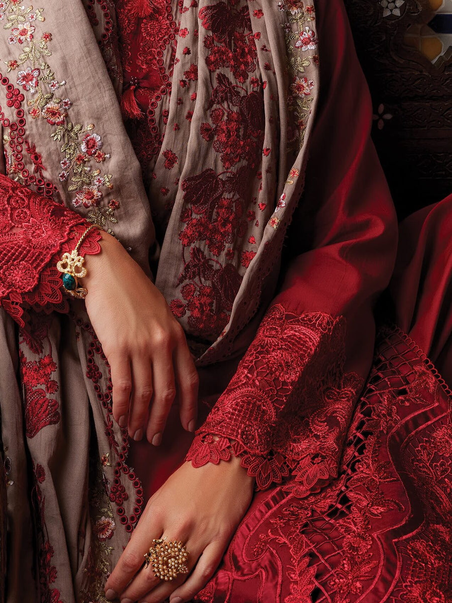 MUSHQ Moroccan Dream Unstitched Embroidered Sateen 3Pc Suit MNW-04