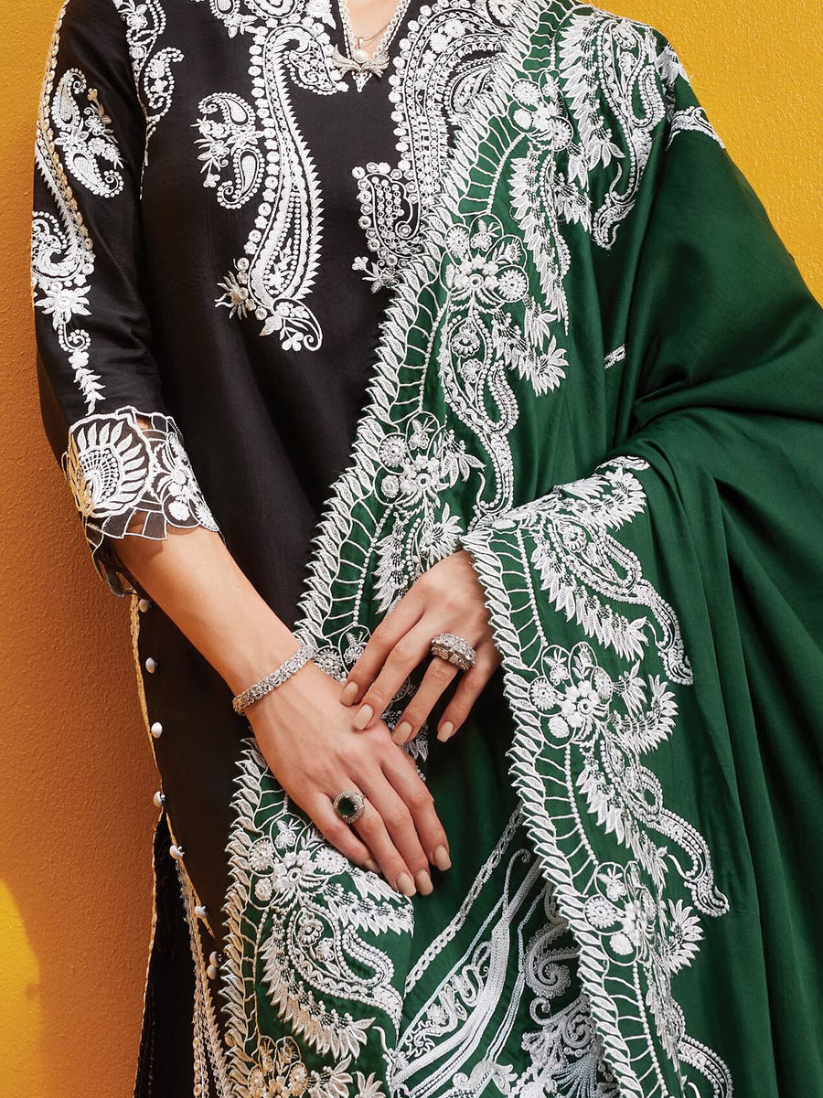 MUSHQ Moroccan Dream Unstitched Embroidered Sateen 3Pc Suit MNW-06