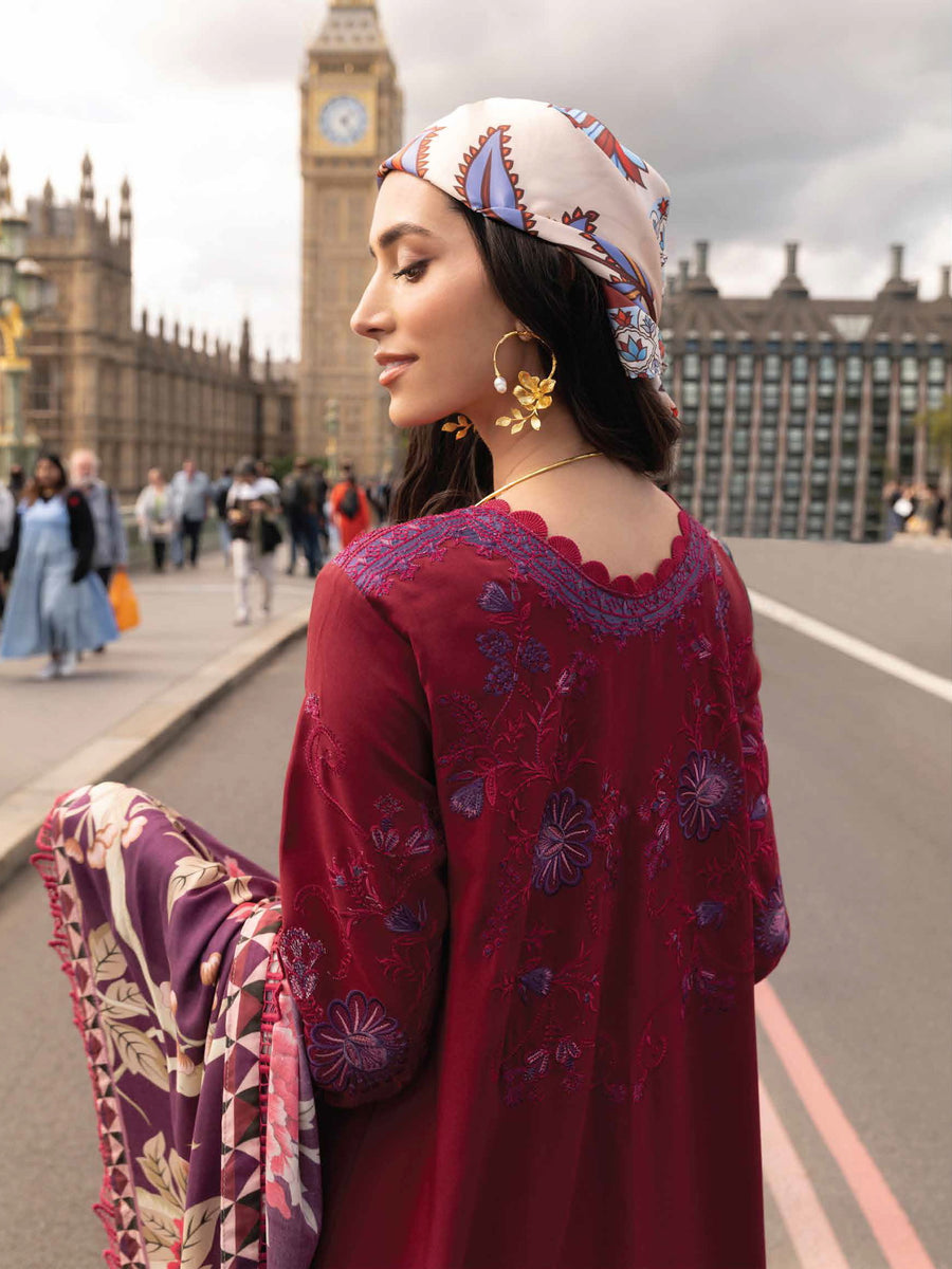 MUSHQ Broadway Unstitched Embroidered Linen 3Pc Suit MNM-07