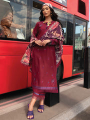 MUSHQ Broadway Unstitched Embroidered Linen 3Pc Suit MNM-07
