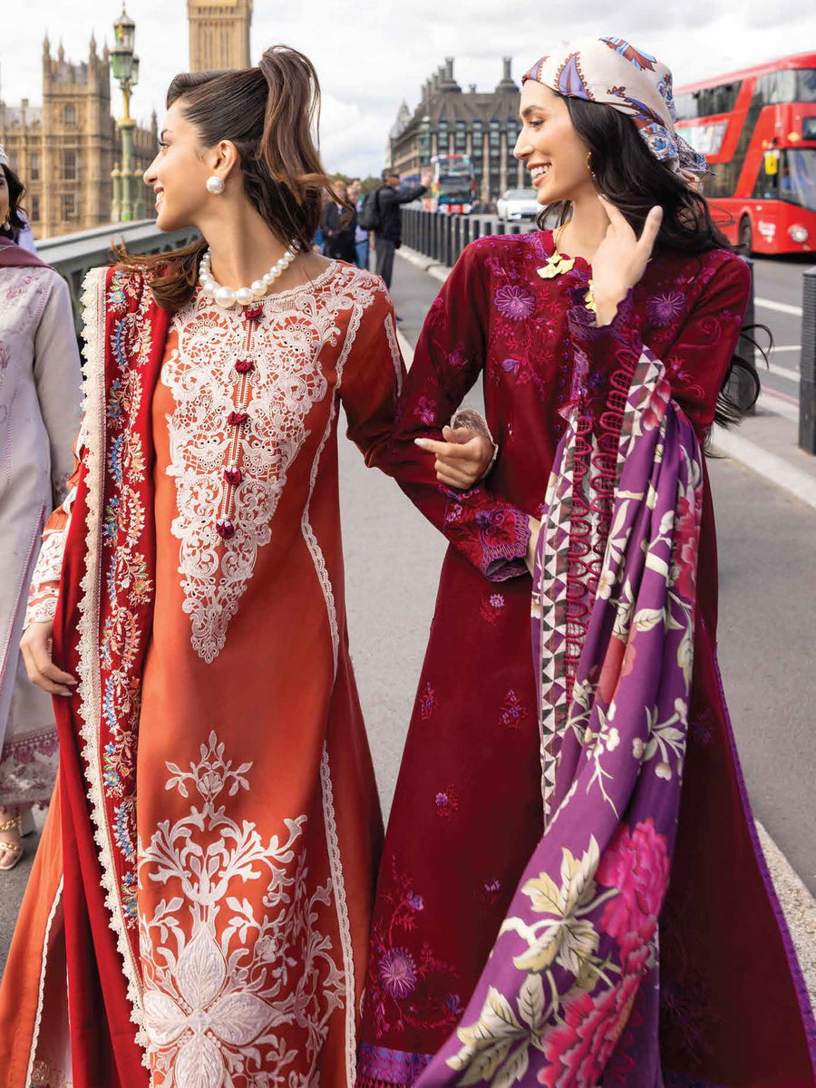 MUSHQ Broadway Unstitched Embroidered Linen 3Pc Suit MNM-07