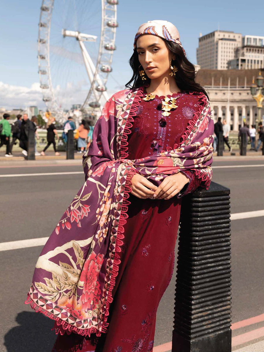 MUSHQ Broadway Unstitched Embroidered Linen 3Pc Suit MNM-07