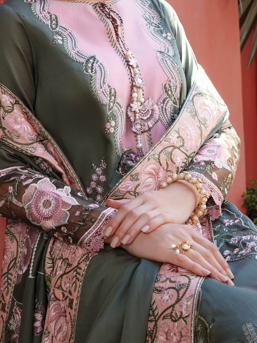 MUSHQ Moroccan Dream Unstitched Embroidered Sateen 3Pc Suit MNW-08