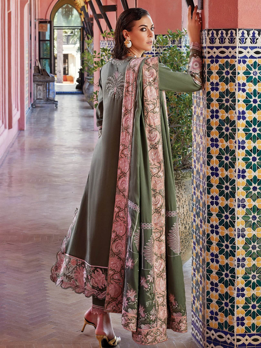 MUSHQ Moroccan Dream Unstitched Embroidered Sateen 3Pc Suit MNW-08