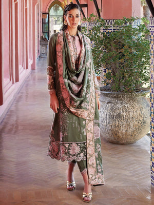 MUSHQ Moroccan Dream Unstitched Embroidered Sateen 3Pc Suit MNW-08