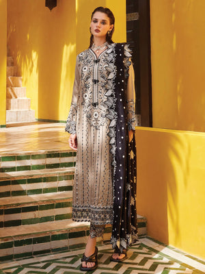 MUSHQ Moroccan Dream Unstitched Embroidered Sateen 3Pc Suit MNW-10