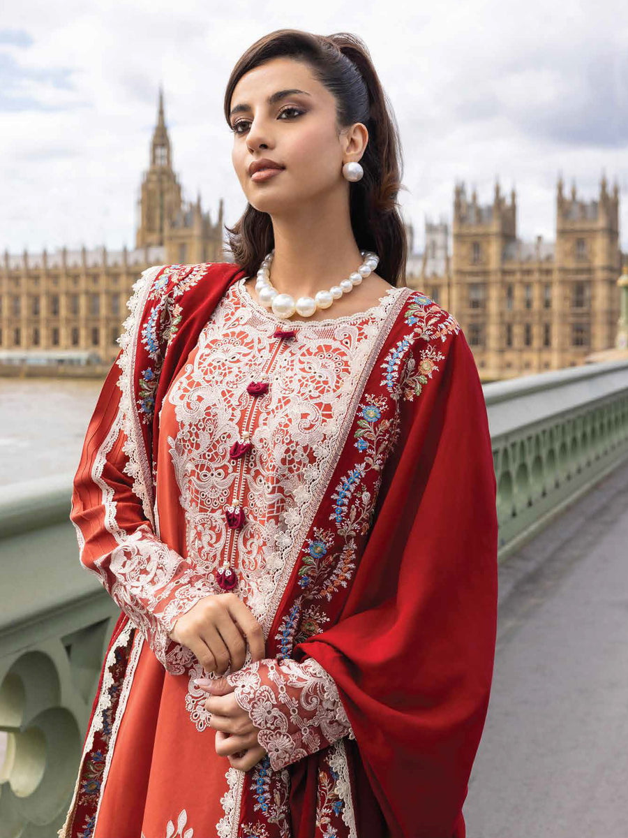 MUSHQ Broadway Unstitched Embroidered Linen 3Pc Suit MNM-13