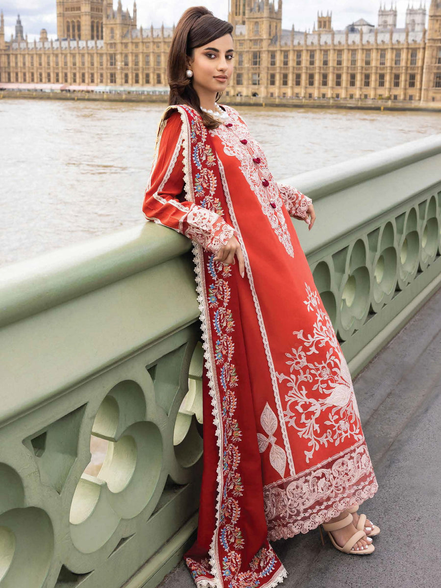 MUSHQ Broadway Unstitched Embroidered Linen 3Pc Suit MNM-13