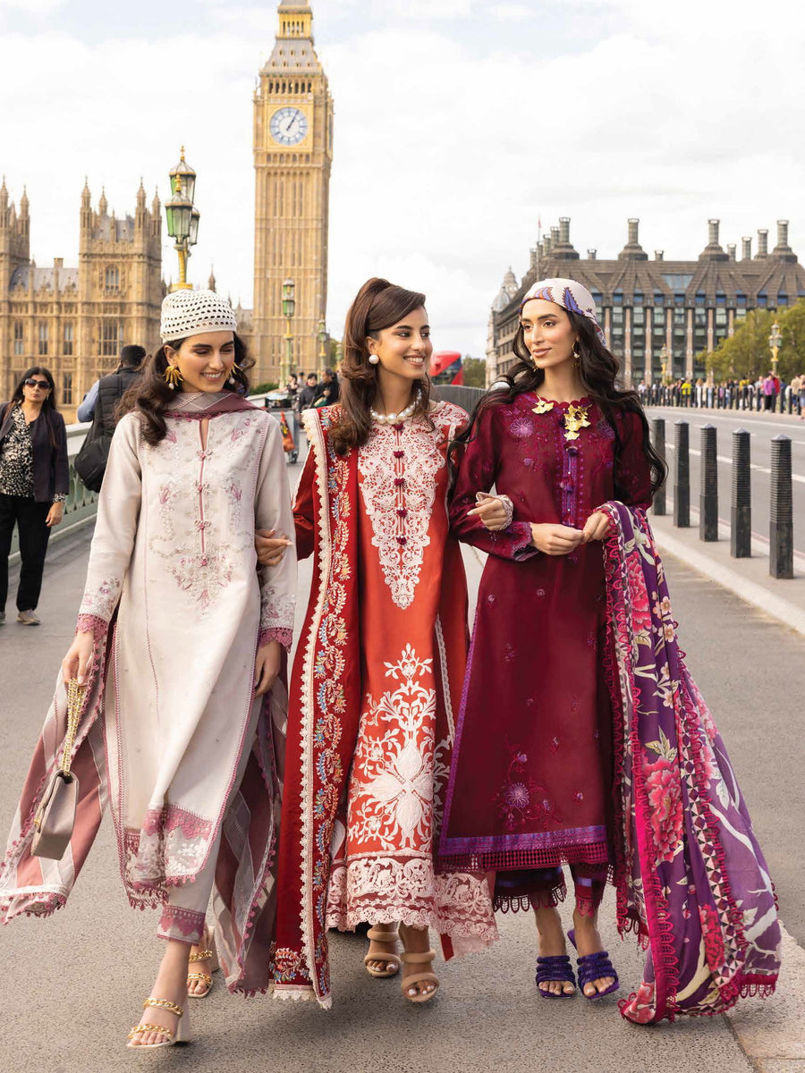 MUSHQ Broadway Unstitched Embroidered Linen 3Pc Suit MNM-13