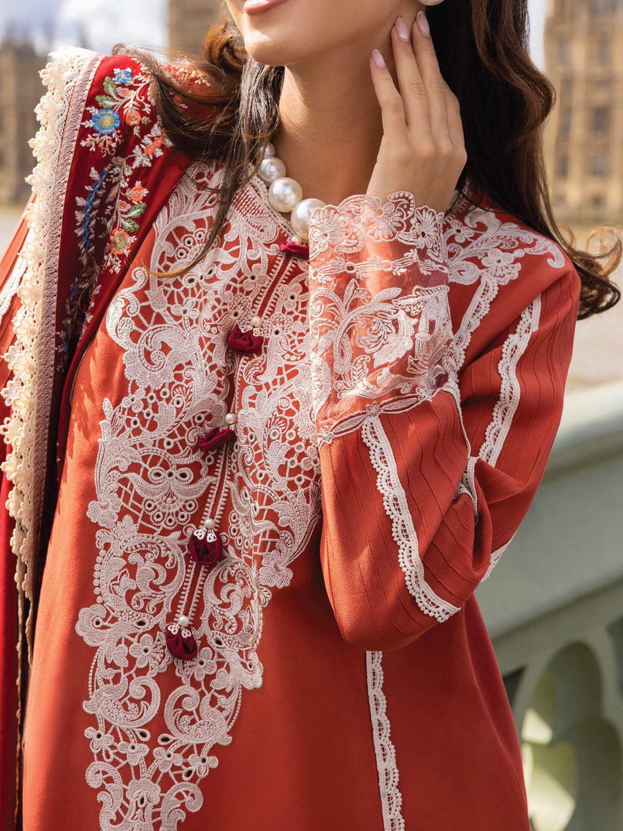 MUSHQ Broadway Unstitched Embroidered Linen 3Pc Suit MNM-13
